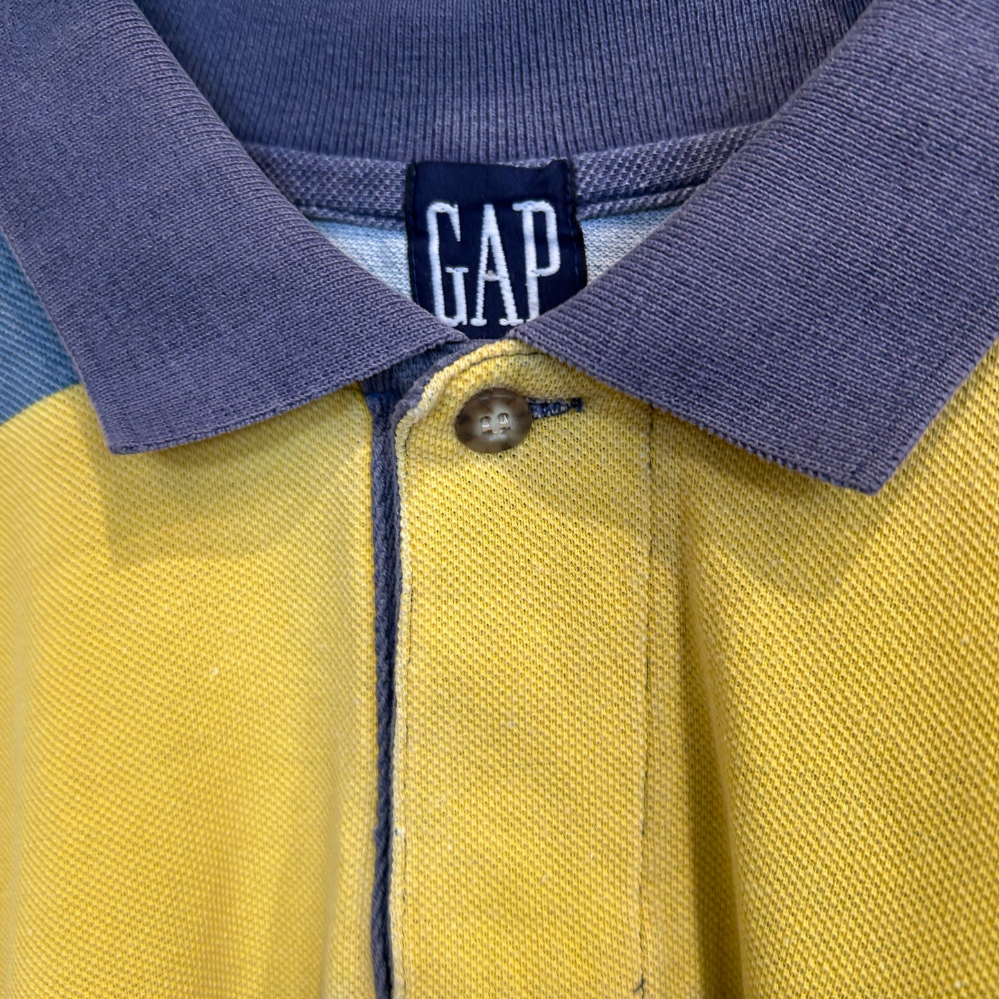 00's GAP ボーダー ポロシャツ 青黄 (XL)/A3176S-SO