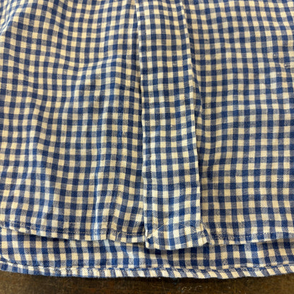 00's Ralph Lauren ラルフ 半袖 ギンガムチェック ボタンダウンリネンシャツ 青白 L/A4331SH-SO