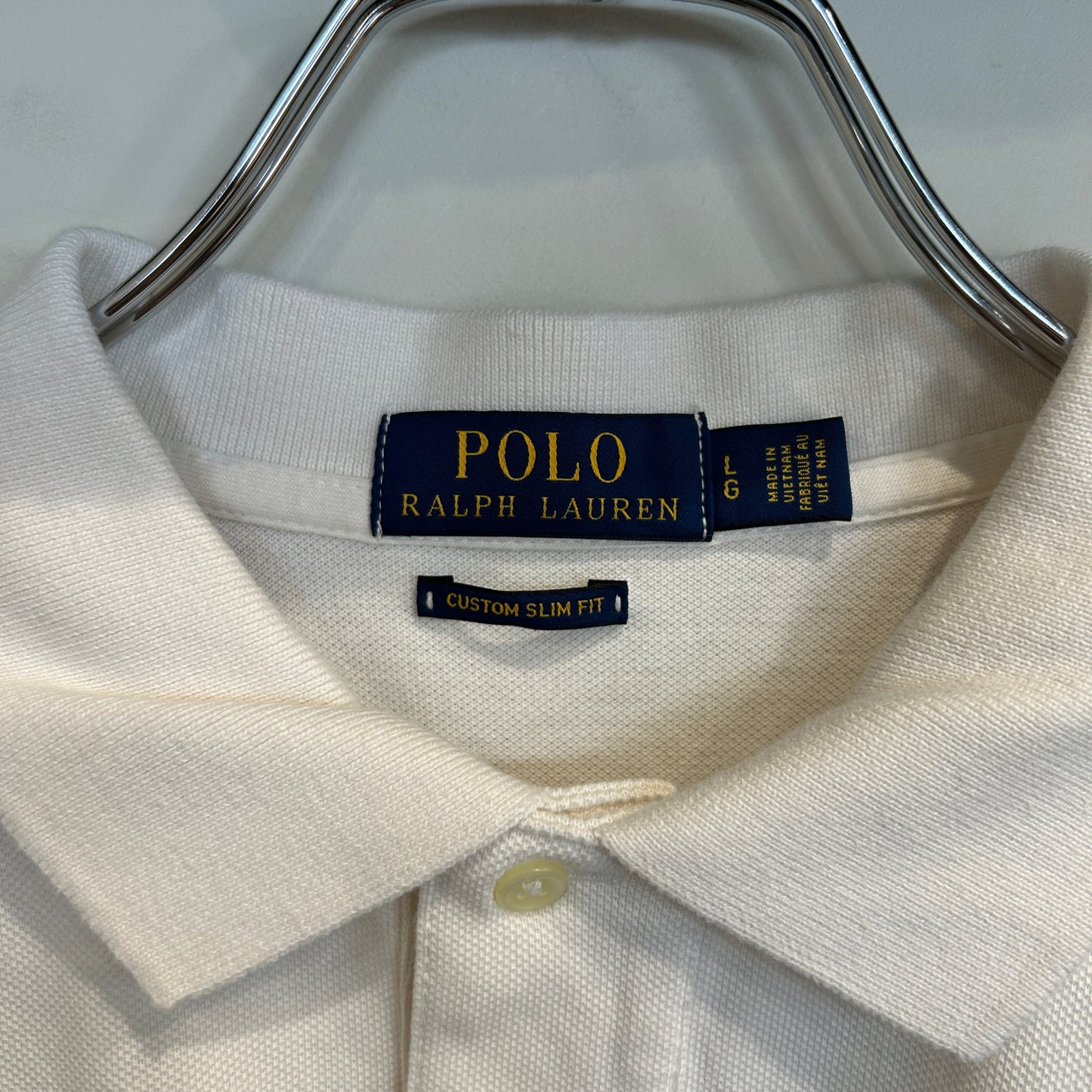 POLO RALPH LAUREN ラルフローレン custom slim Fit ポロベア ポロシャツ 白 (L)/B2273S-SO