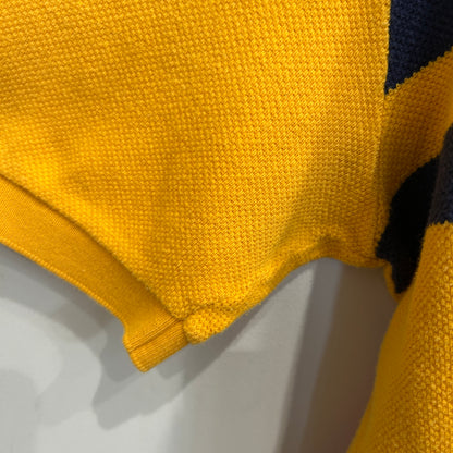 00's Polo by Ralph Lauren ラルフローレン フロントボーダー ポロシャツ 黄紺 (L)/B2509S-SO
