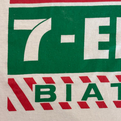 90's SCREEN STARS 7-ELEVEN バイアスロン イベント 企業Tシャツ 白 (L)/B2582T-SO