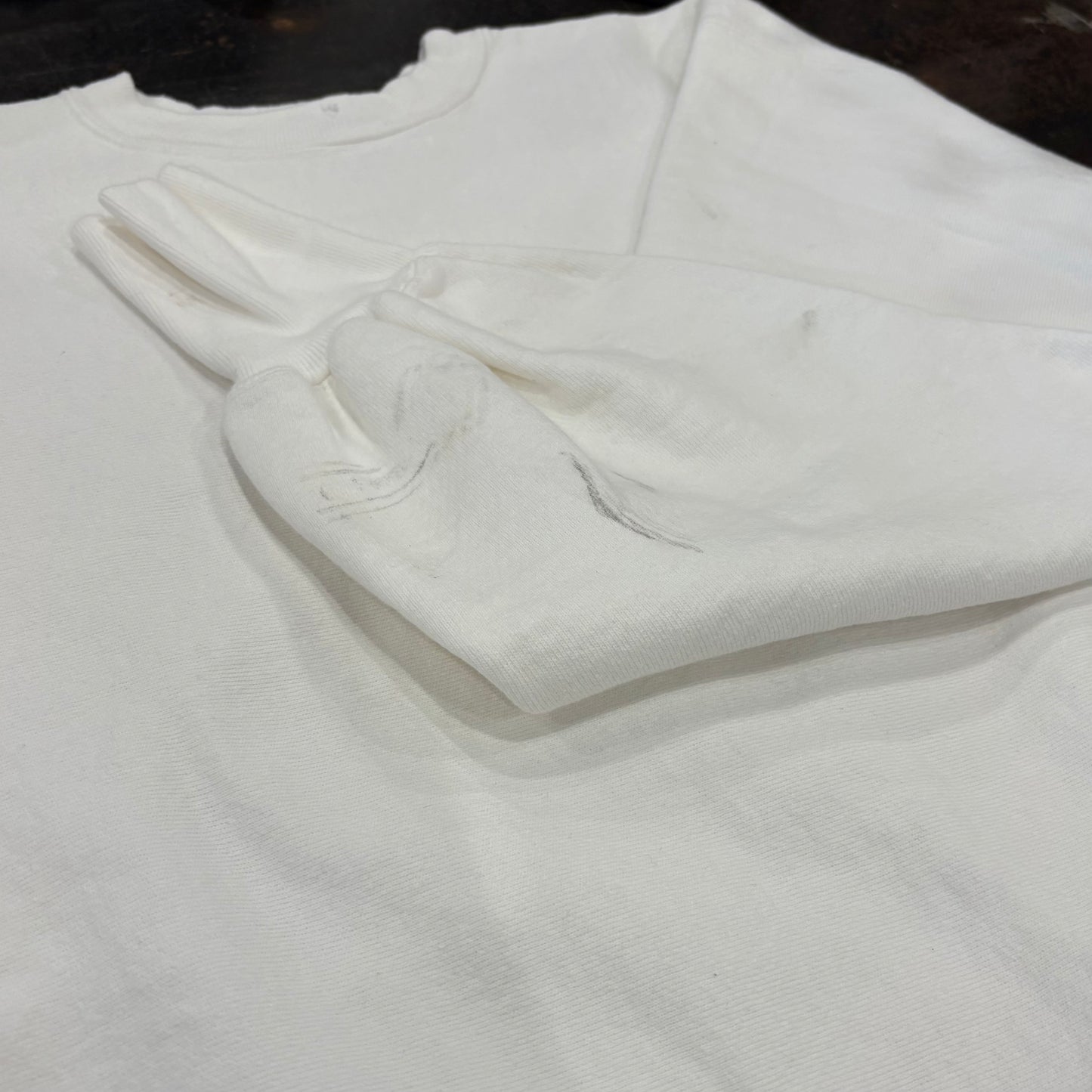 90's Champion Reverse Weave リバースウィーブ ロゴ刺繍 スウェット 白 (サイズ不明）/A8354S-SO