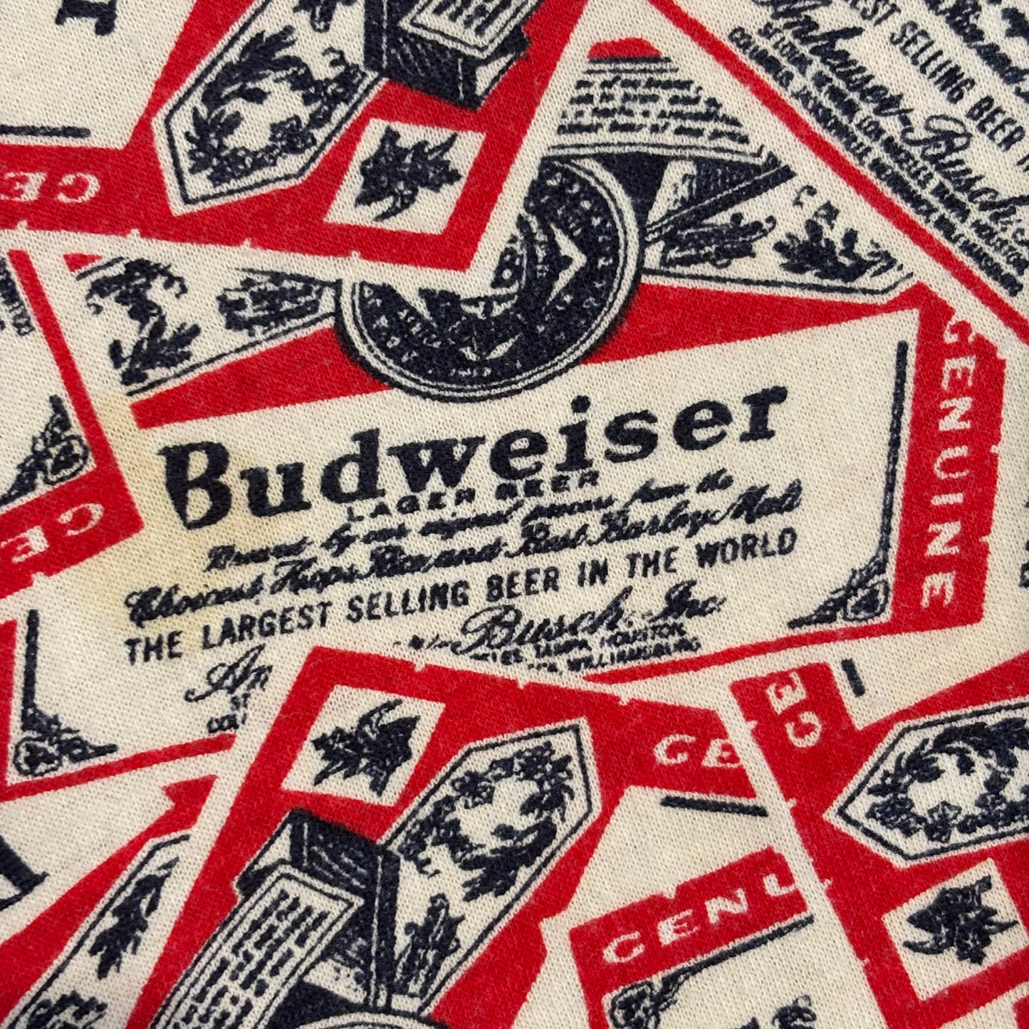 80's Sportswear Budweiser アルコール リンガーTシャツ 白赤青 (L)/A4051T-SO