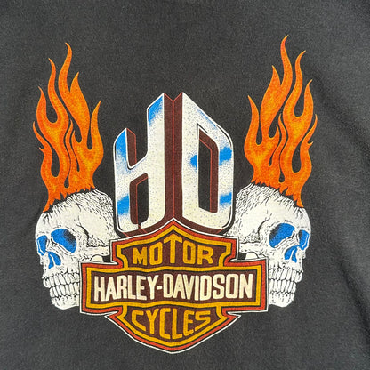 90's HarleyDavidson  スカル C&L HOC SHOP 袖ファイヤーパターン(M)/A4053T-SO