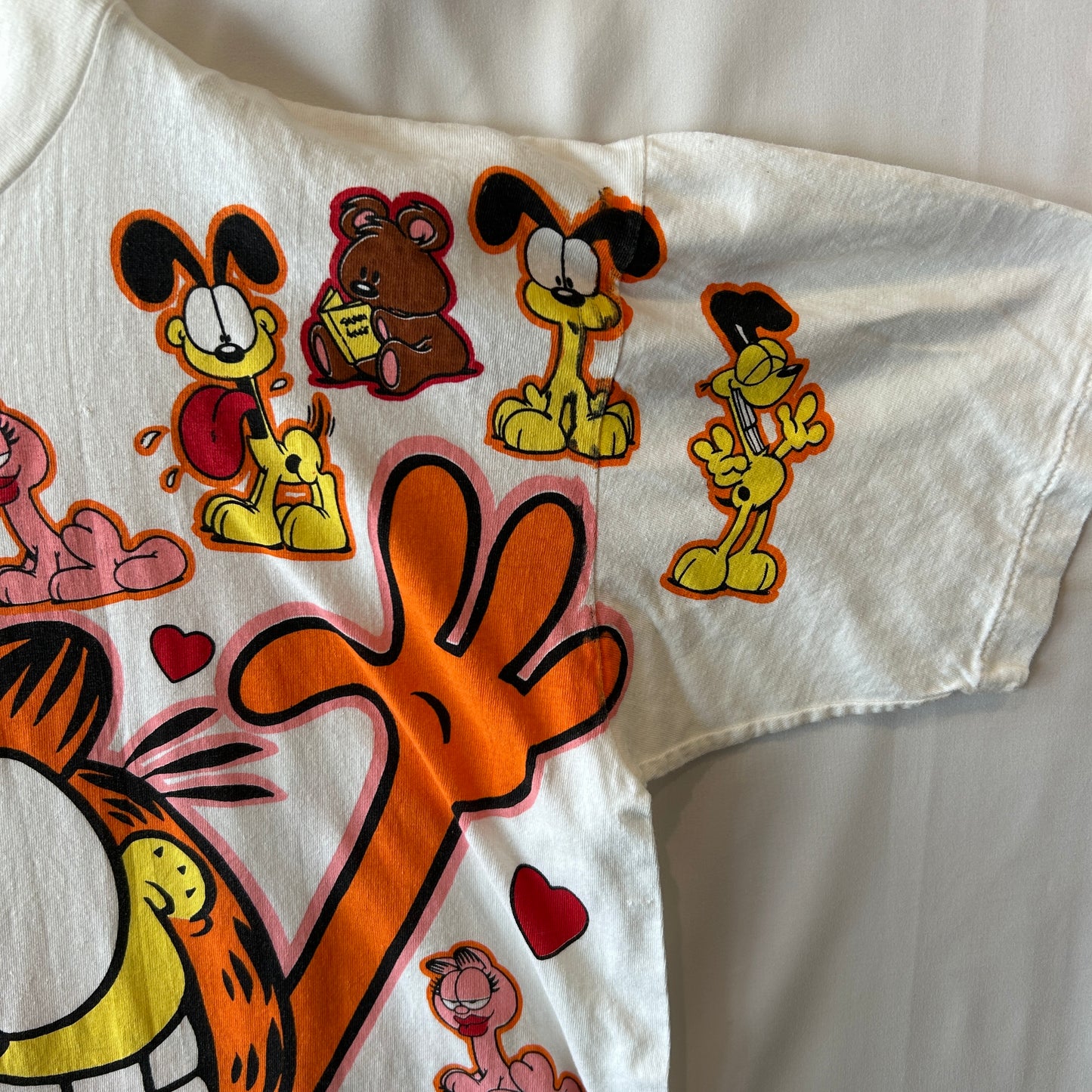 90's Garfield ガーフィールド オールオーバープリントTシャツ ホワイト/C1333T-SO