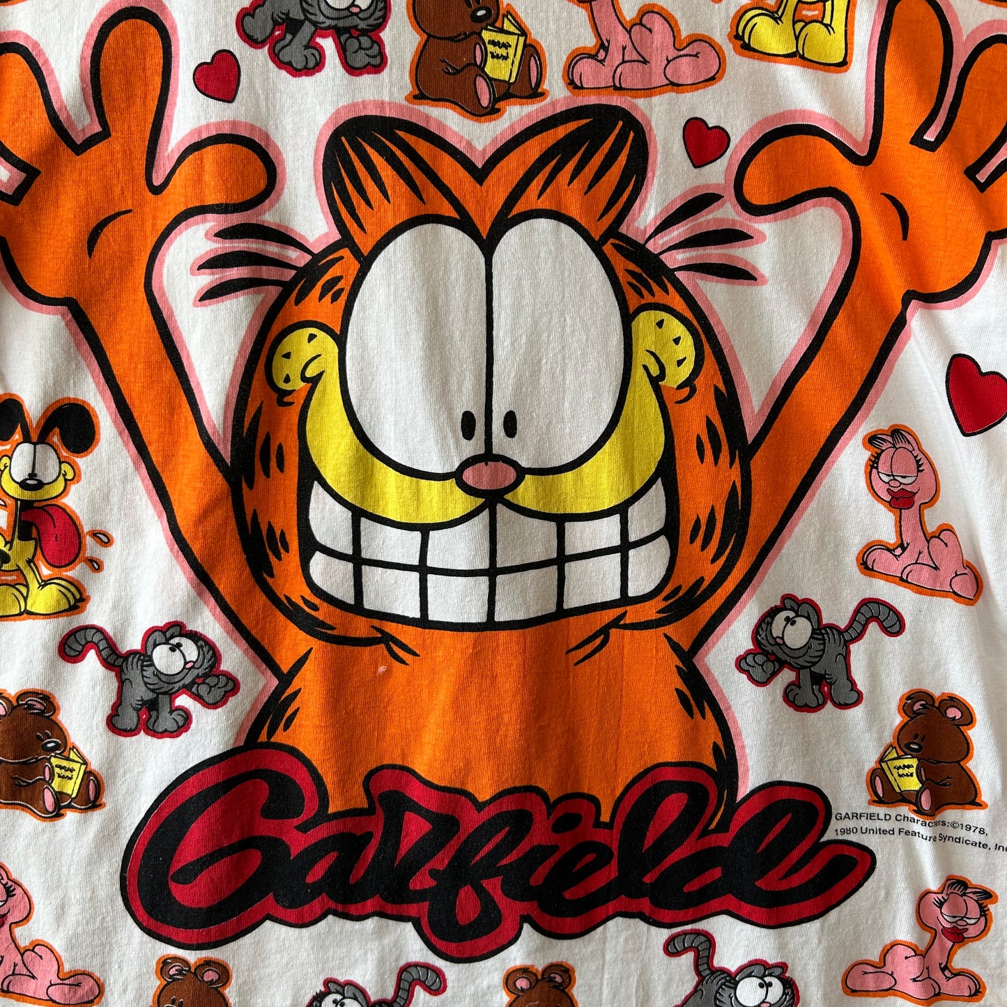 90's Garfield ガーフィールド オールオーバープリントTシャツ ホワイト/C1333T-SO