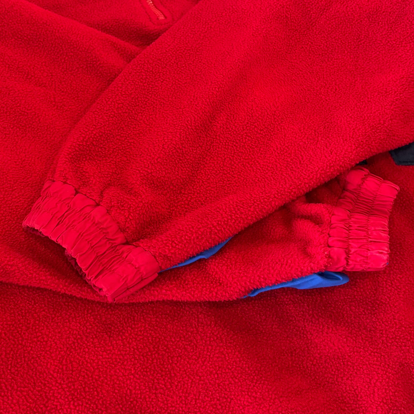 90's Ralph Lauren ラルフローレン USA刺繍 ハーフジップ プルオーバー フリースジャケット 赤 (L) /B1437O-SO