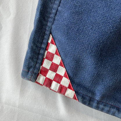 80's~ Vans ヴァンズ ベロアショーツ チェッカーパターン ネイビー(L)/A3899P-SO
