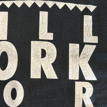 90's FRUIT OF THE LOOM "WILL WORK FOR BEER" Brew City アルコール メッセージTシャツ 黒 (XL)/B2738T-SO