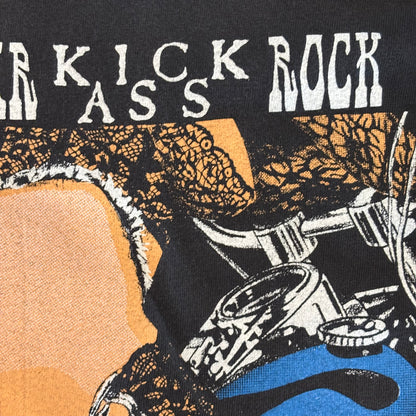 90's Hanes DIRTY VARMINTS Skuddur Kick Ass Rock バイク Tシャツ 黒 (XXL)/B2739T-SO