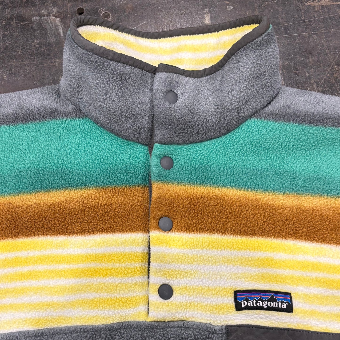 Patagonia パタゴニア スナップT マルチカラー フリース グリーンイエロー (S) /A9855F-SO