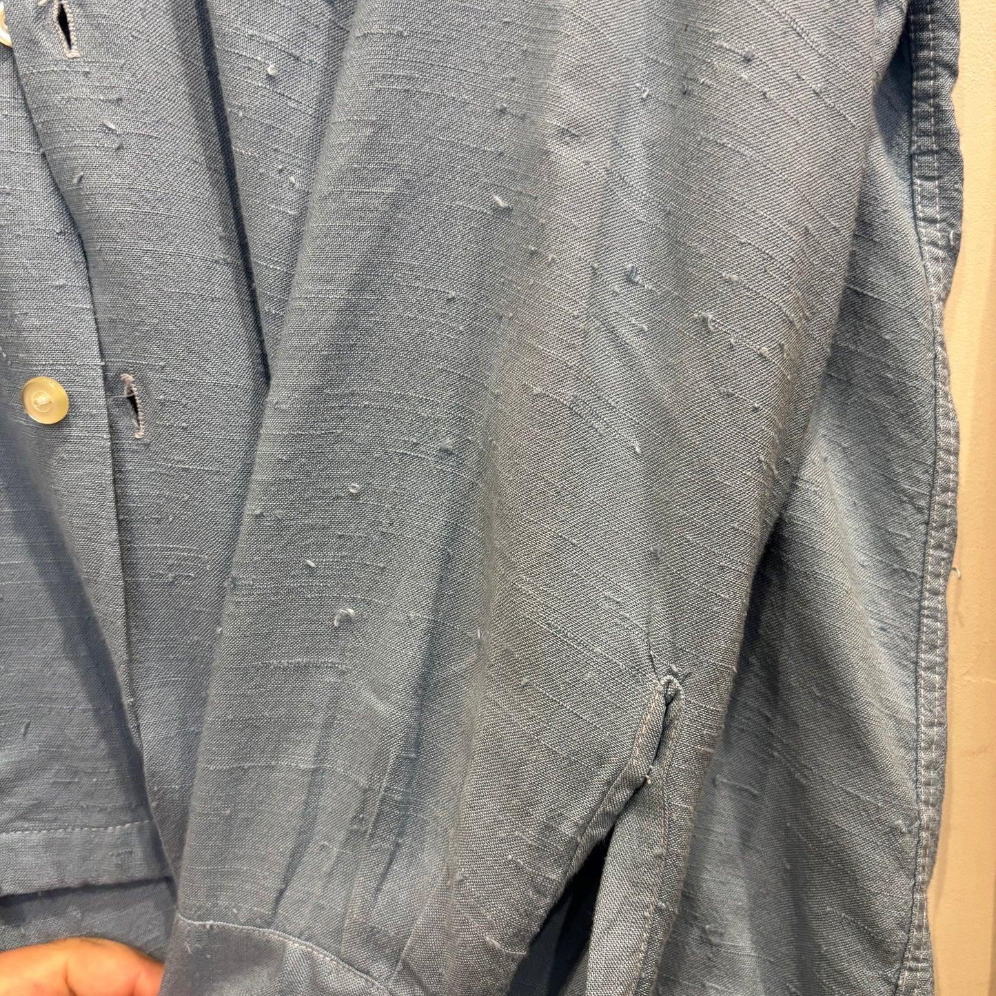 60's Sears シアーズ レーヨンシャツ ネップ　オープンカラー ブルー (XL)/C5508SH-SH