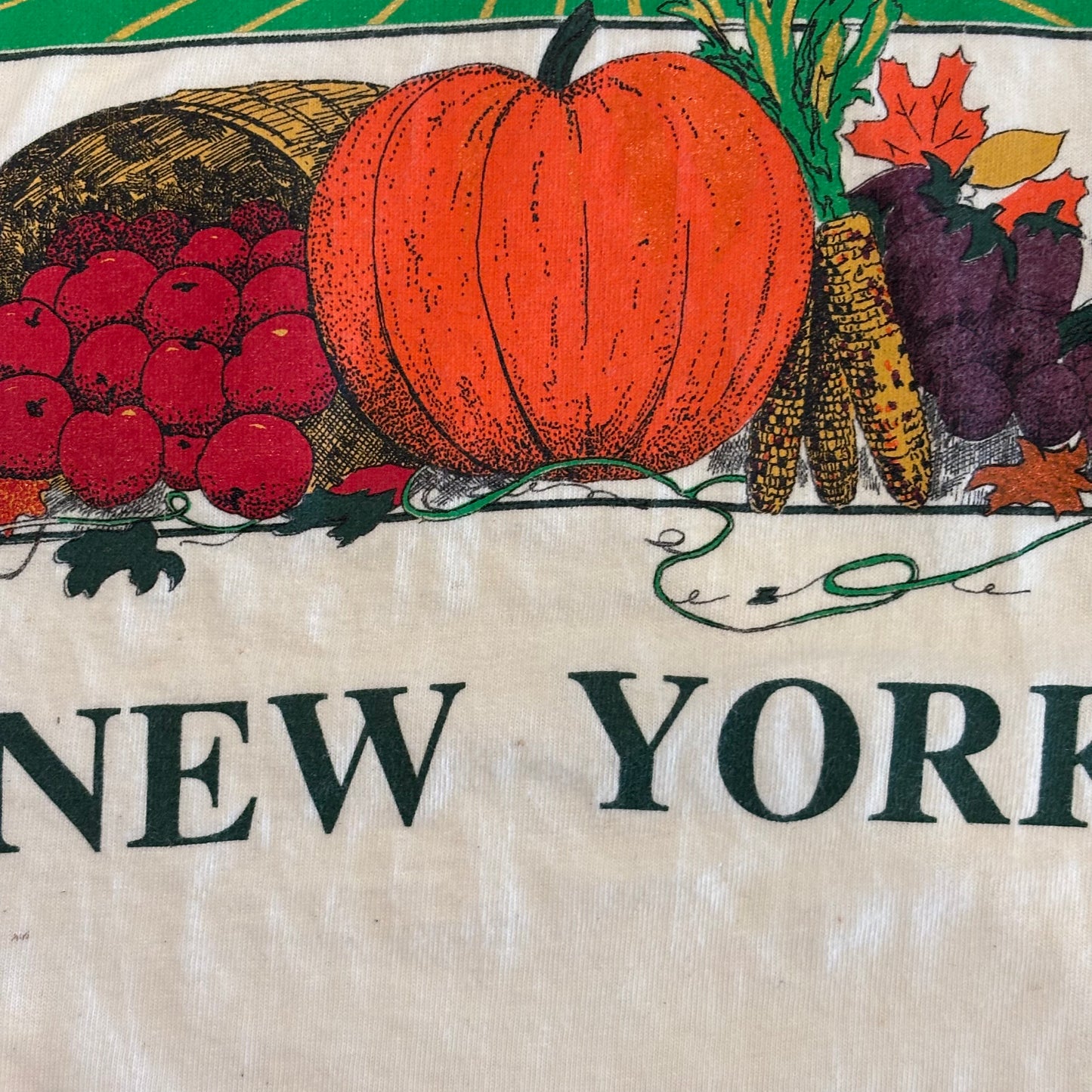 90's Hanes NEW YORK 農作物 野菜Tシャツ ベージュ (L)/A7155T-SO