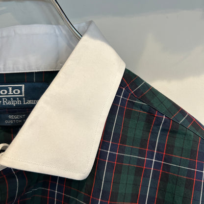 00's Polo by Ralph Lauren Custom Fit ラルフローレン タータンチェック 緑赤紺 (XXL)/A7517S-SO
