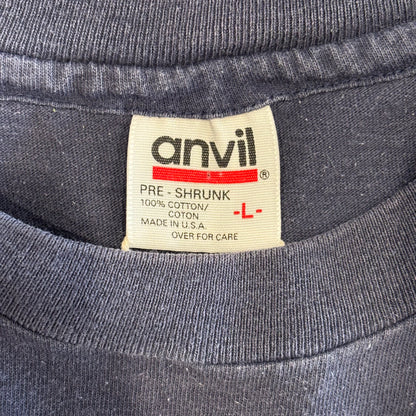 90's anvil GROUCH オスカー・ザ・グラウチ セサミストリート キャラクターTシャツ 紺 (L)/B2080T-SO