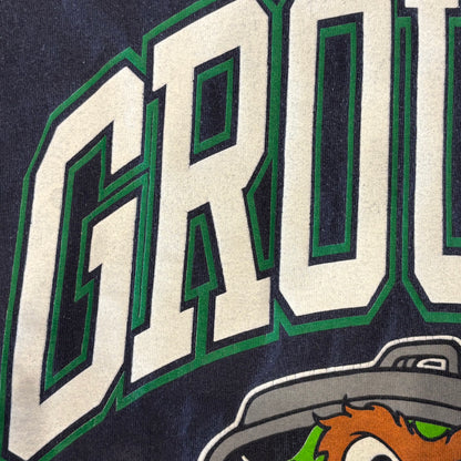 90's anvil GROUCH オスカー・ザ・グラウチ セサミストリート キャラクターTシャツ 紺 (L)/B2080T-SO