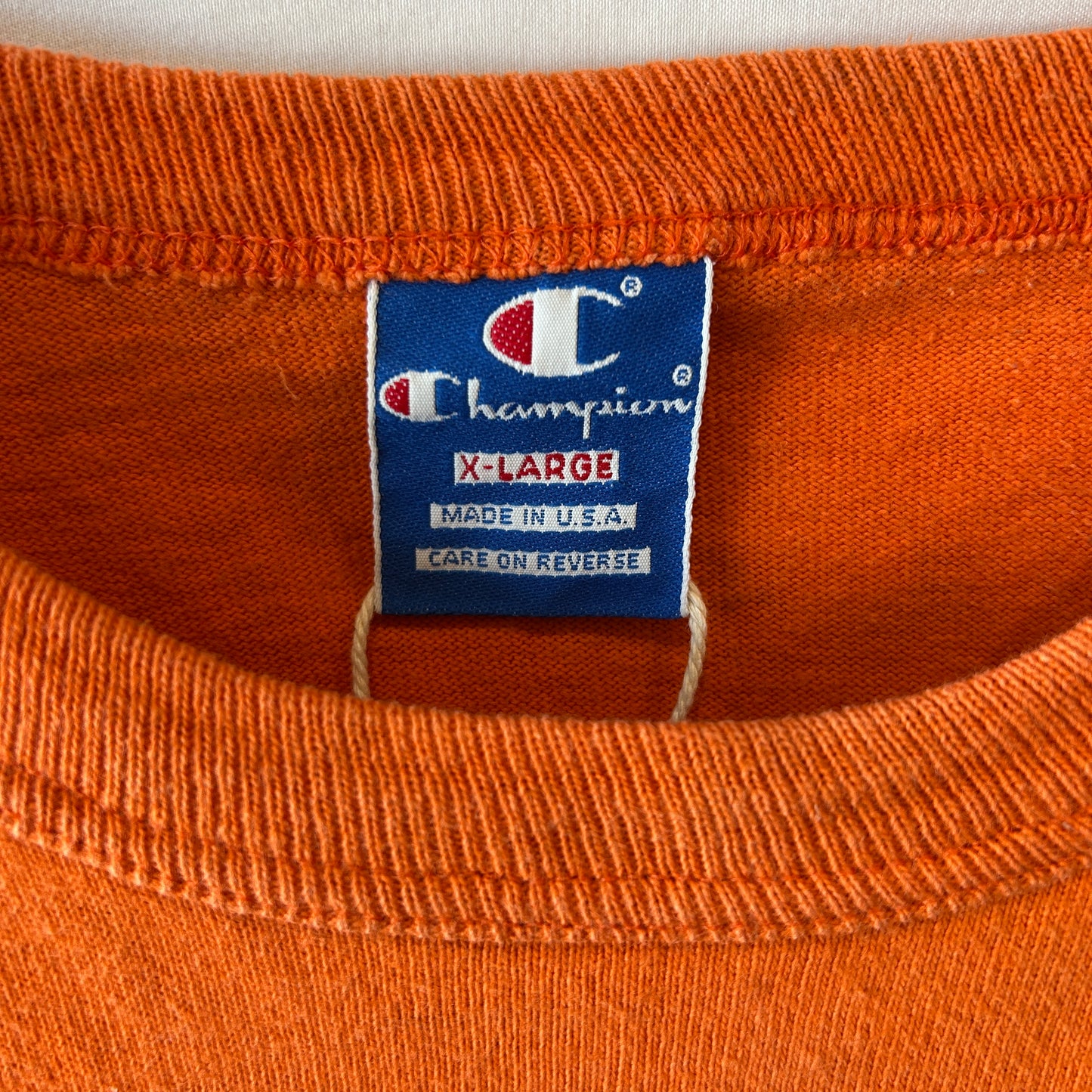 90's champion 無地Tシャツ 目無し USA製 オレンジ(XL)/A2340T-SO