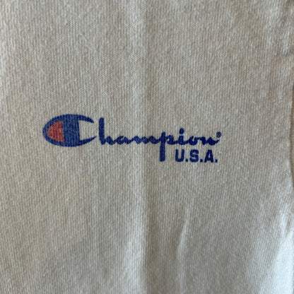 90's Champion スクリプトロゴプリントTシャツ 88/12 USA製 ホワイト(M)/A7471T-SO