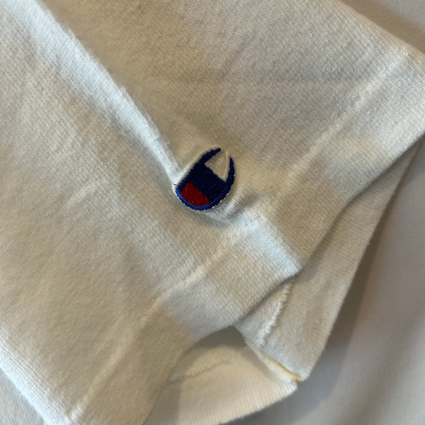 90's Champion スクリプトロゴプリントTシャツ 88/12 USA製 ホワイト(M)/A7471T-SO