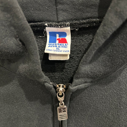 90's Russell ラッセル ジップアップフーディー スウェット パーカー 黒(XL)/A8915S-S0