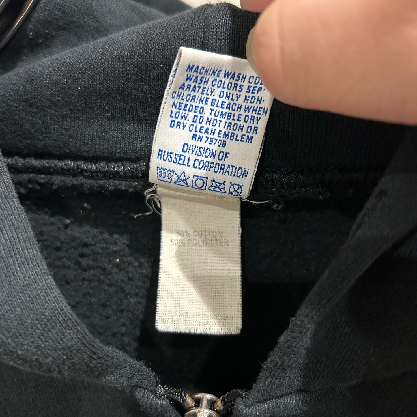 90's Russell ラッセル ジップアップフーディー スウェット パーカー 黒(XL)/A8915S-S0