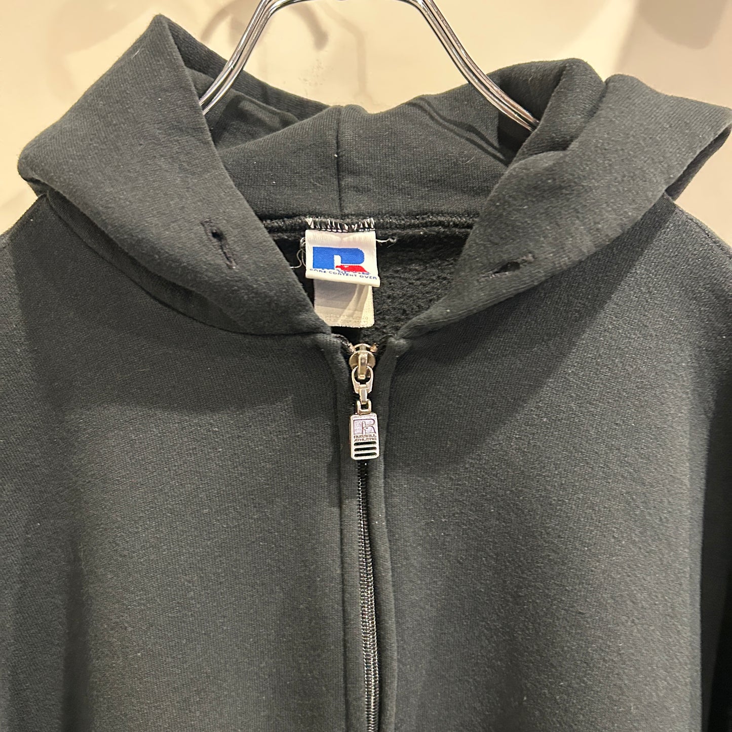 90's Russell ラッセル ジップアップフーディー スウェット パーカー 黒(XL)/A8915S-S0