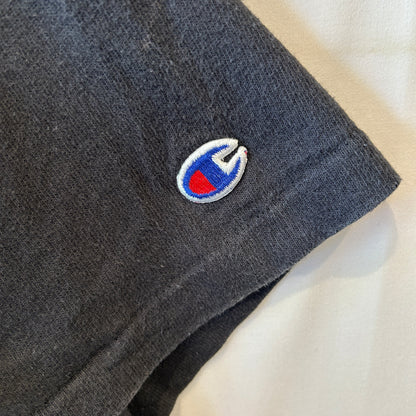 90's Champion 無地Tシャツ ブラック 目無し コットン100% (L)/A4106T-SO