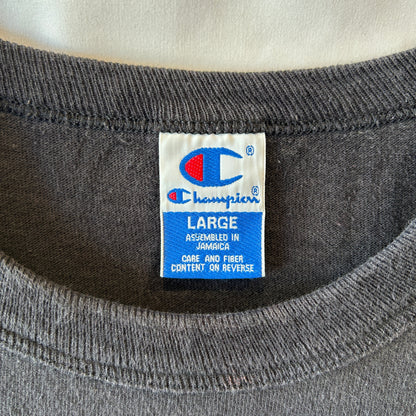 90's Champion 無地Tシャツ ブラック 目無し コットン100% (L)/A4106T-SO