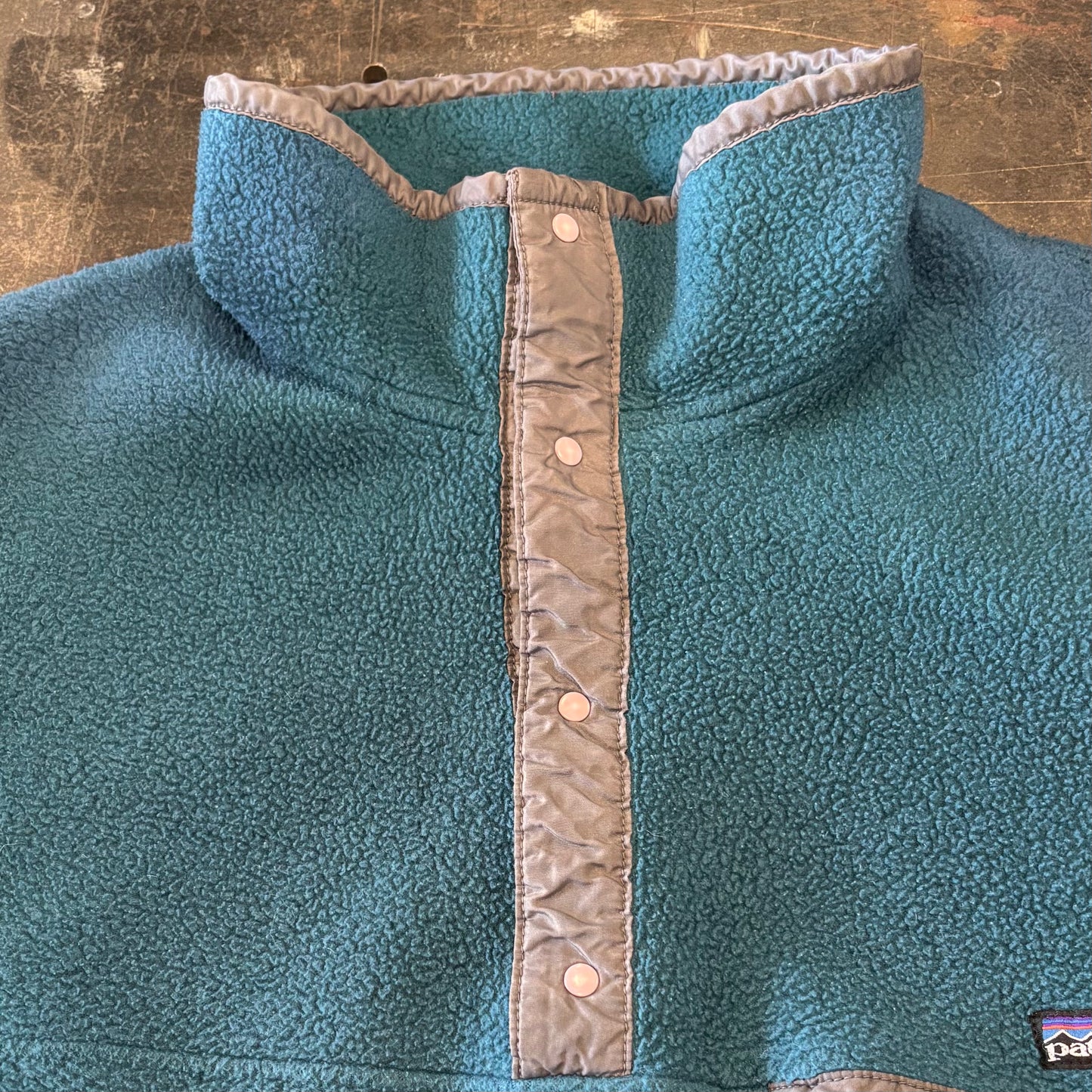 90's Patagonia パタゴニア スナップT フリース プルオーバー ターコイズブルー (L) /A9852F-SO