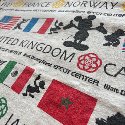 90's  DISNEY 国旗総柄Tシャツ 白 ONE SIZE/A7288T-SO