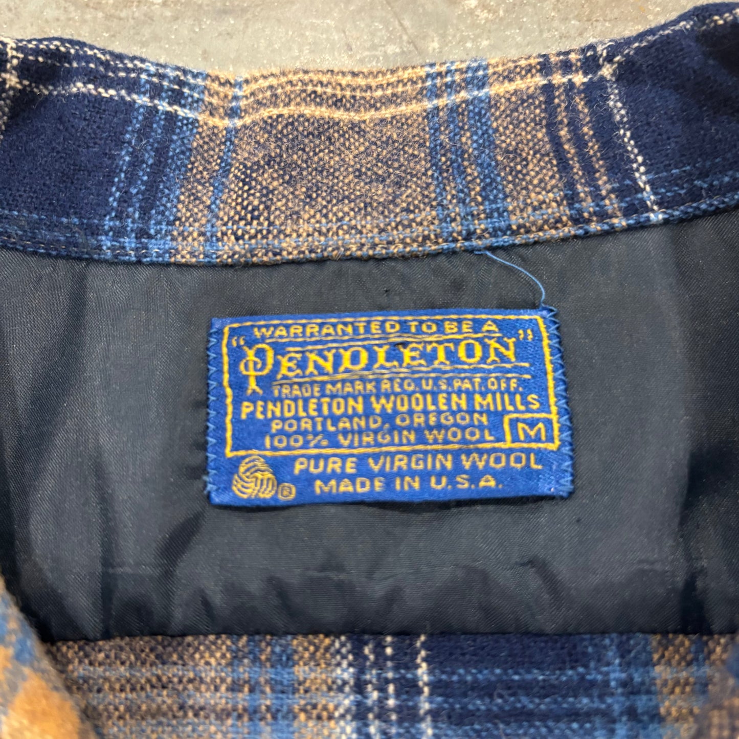 70's PENDOLETON ペンドルトン ボードシャツ チェック ネイビー ベージュ (M) /B4288SH-SO