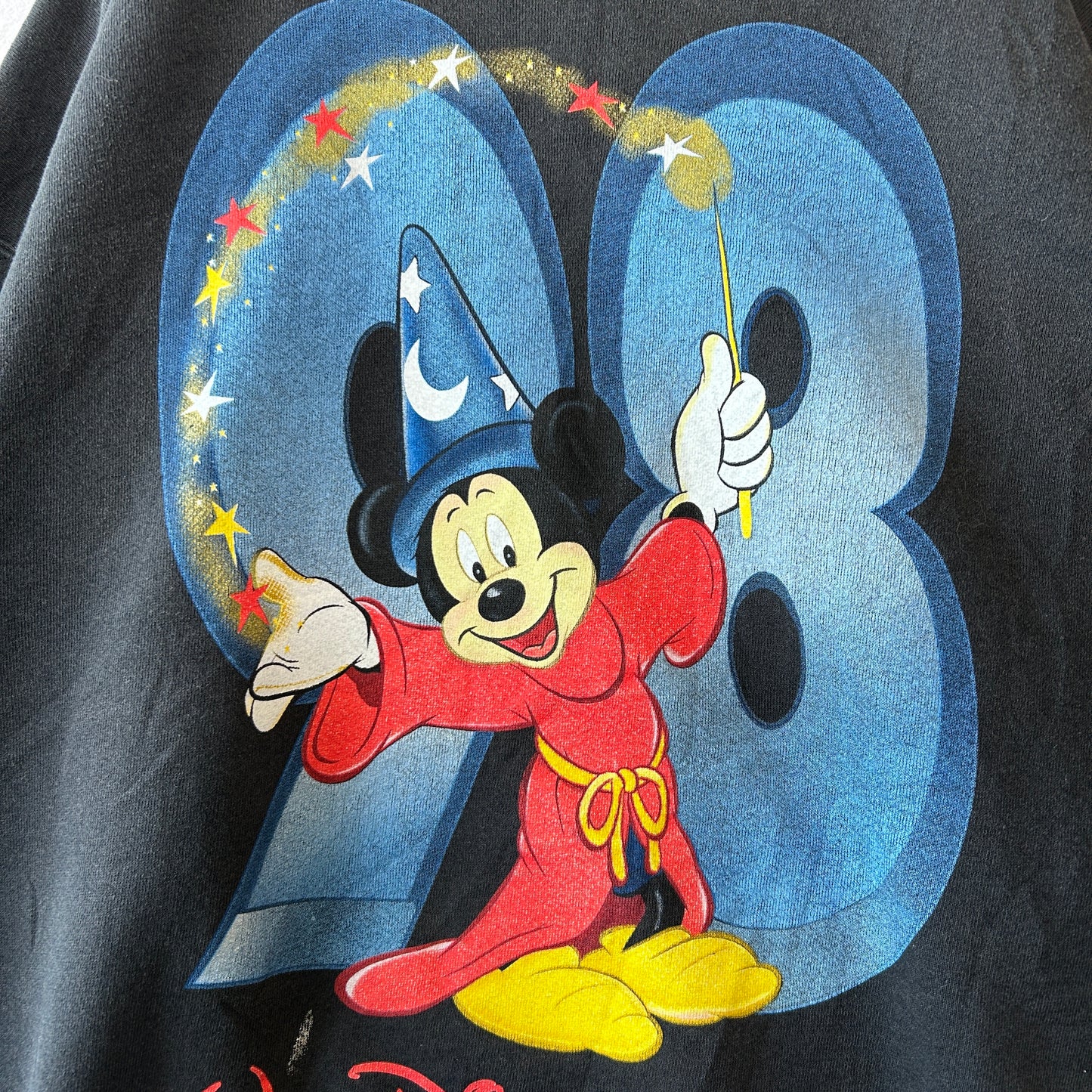 90's Walt Disney World  ミッキーマウス ファンタジア 98’ プリントスウェット 黒(XXL)/C0326S-SO