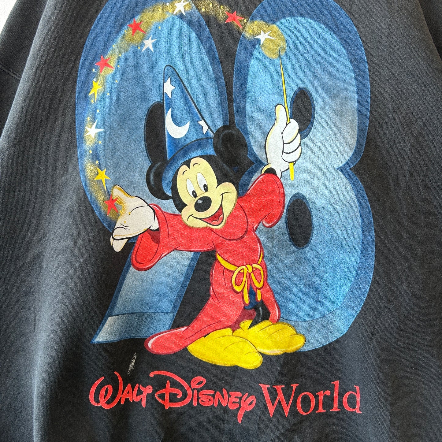 90's Walt Disney World  ミッキーマウス ファンタジア 98’ プリントスウェット 黒(XXL)/C0326S-SO