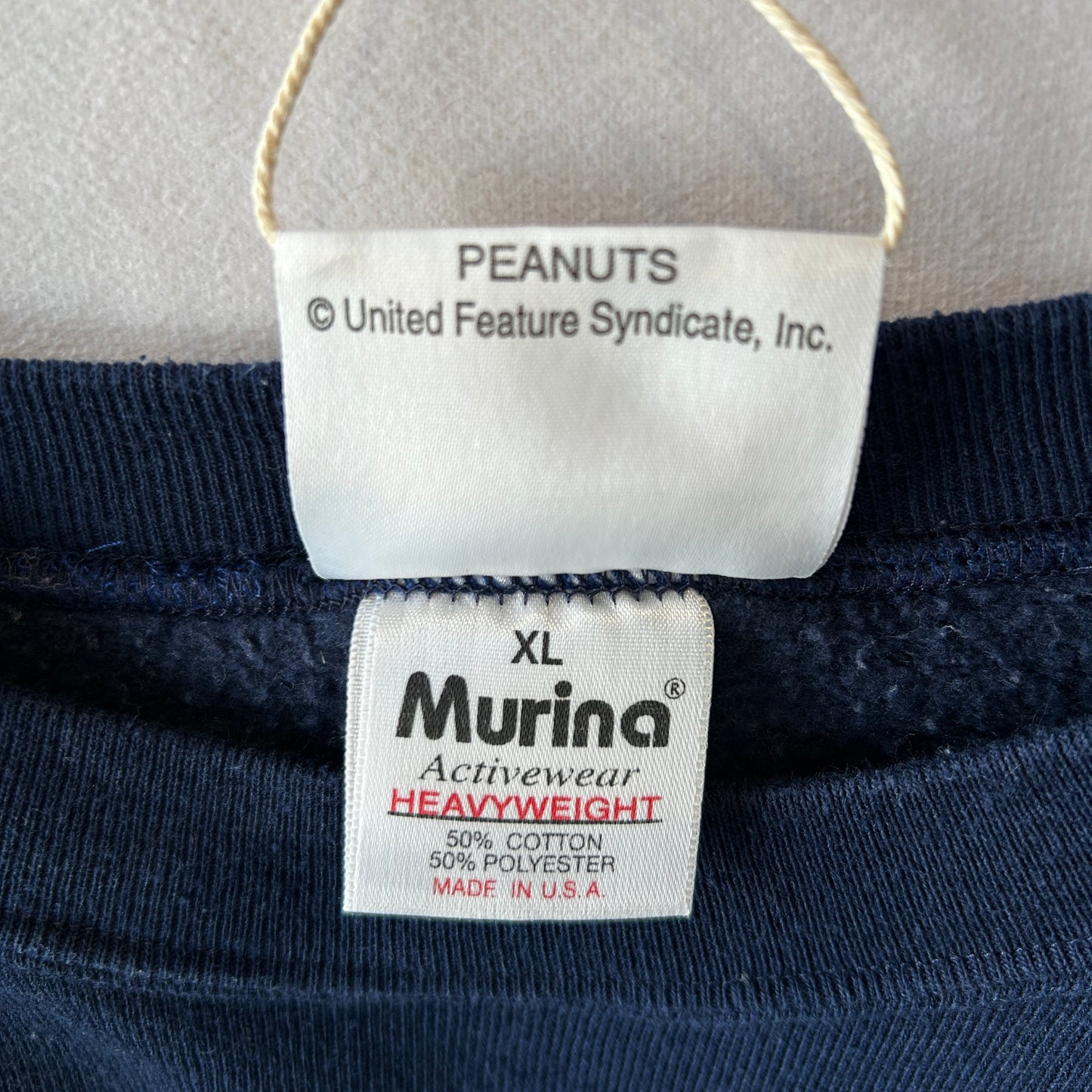 90's PEANUTS ルーシー キャラクタースウェット スヌーピー 紺(XL)/C0697S-SO