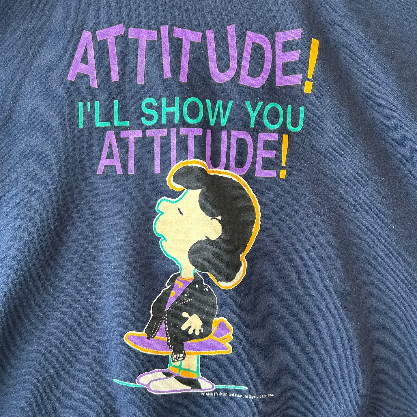 90's PEANUTS ルーシー キャラクタースウェット スヌーピー 紺(XL)/C0697S-SO