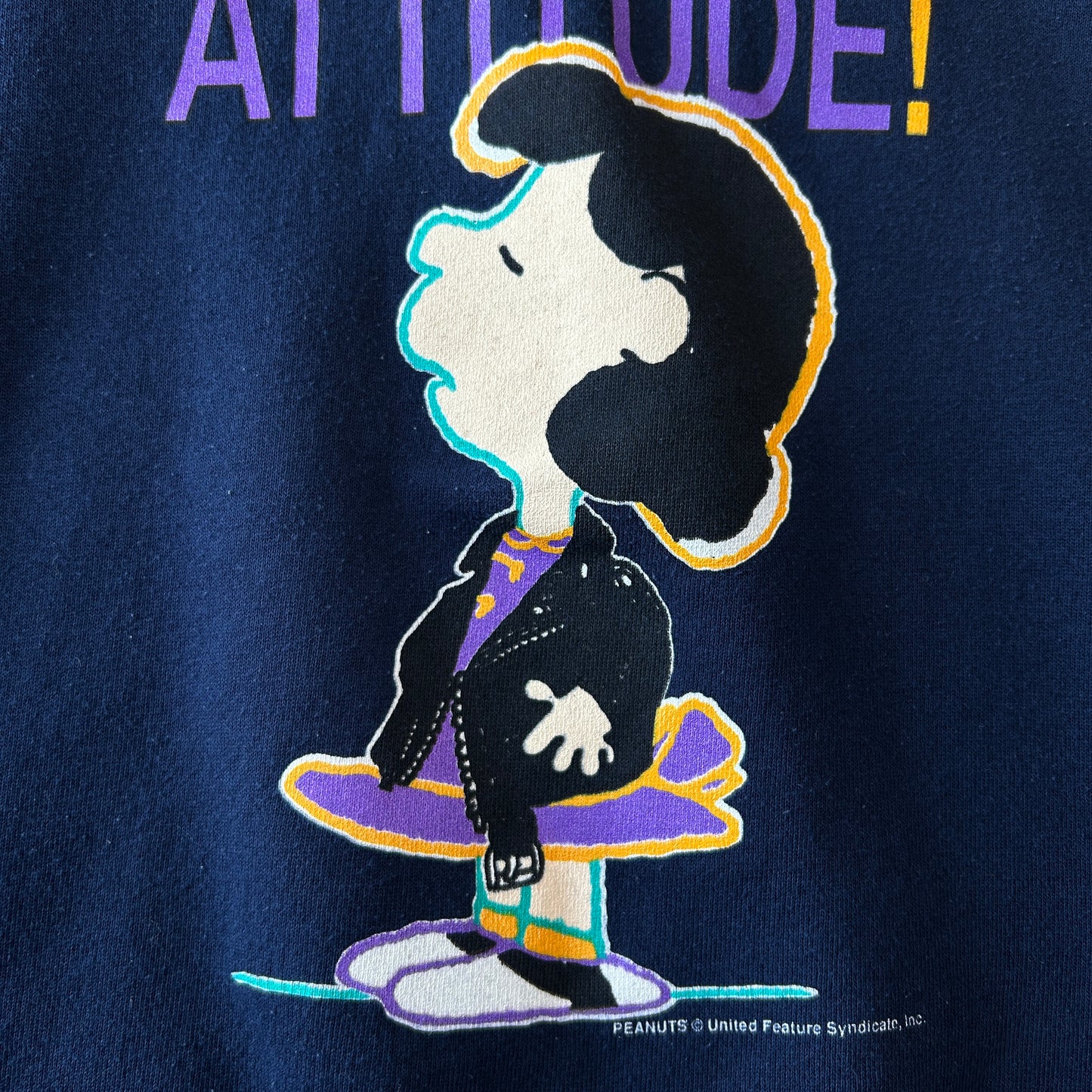 90's PEANUTS ルーシー キャラクタースウェット スヌーピー 紺(XL)/C0697S-SO