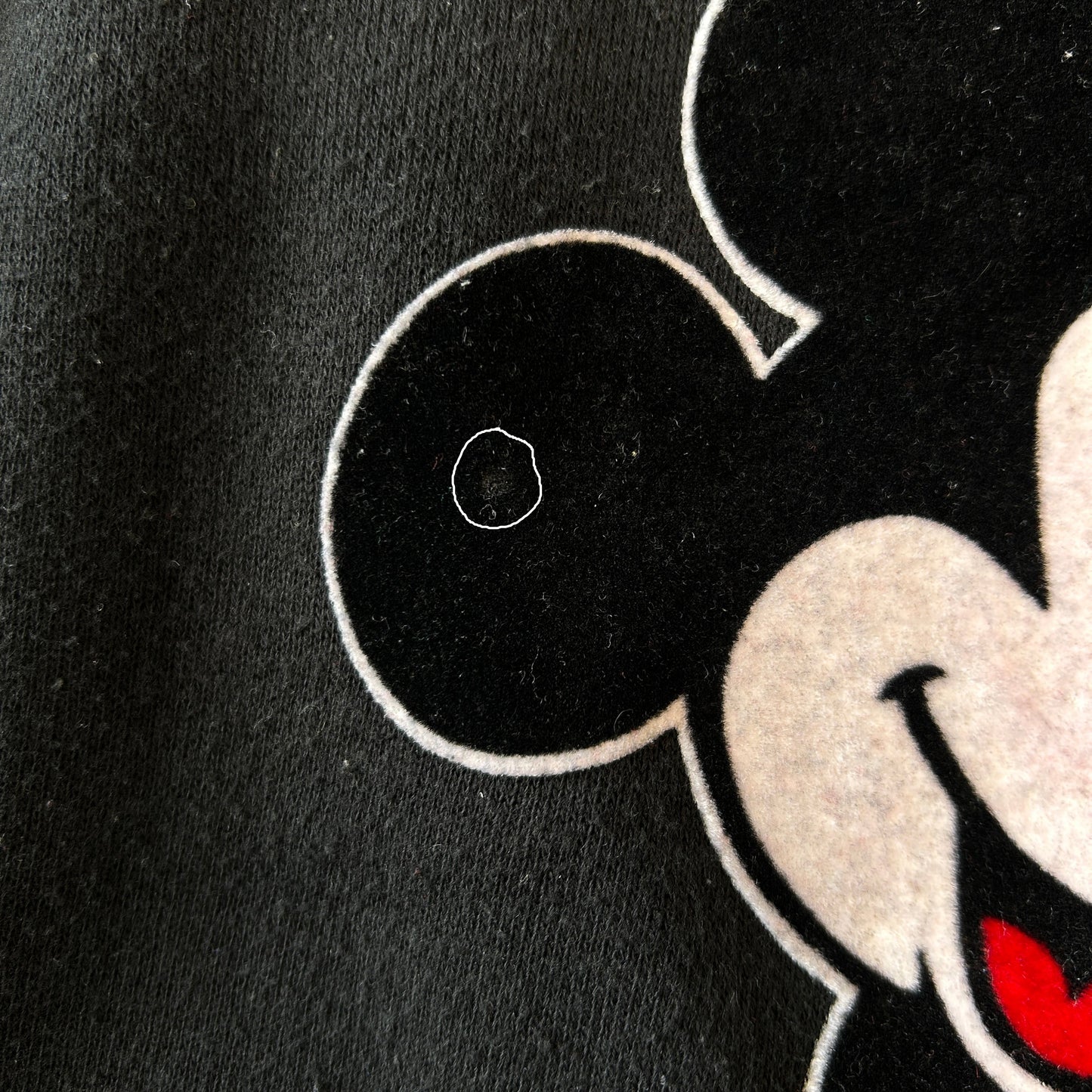 80's Disney ディズニー ミッキーマウス ラグランスウェット フロッキー 黒(L)/B1545S-SO