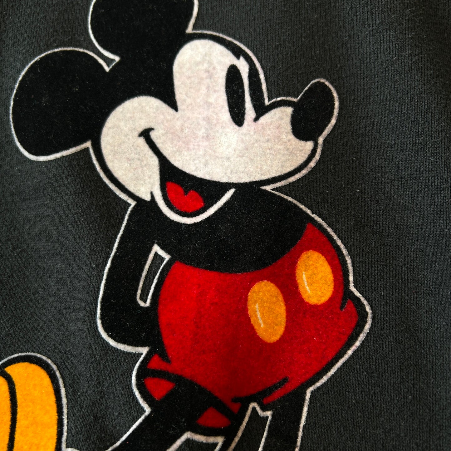 80's Disney ディズニー ミッキーマウス ラグランスウェット フロッキー 黒(L)/B1545S-SO