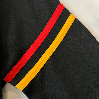 80's Disney ディズニー ミッキーマウス ラグランスウェット フロッキー 黒(L)/B1545S-SO