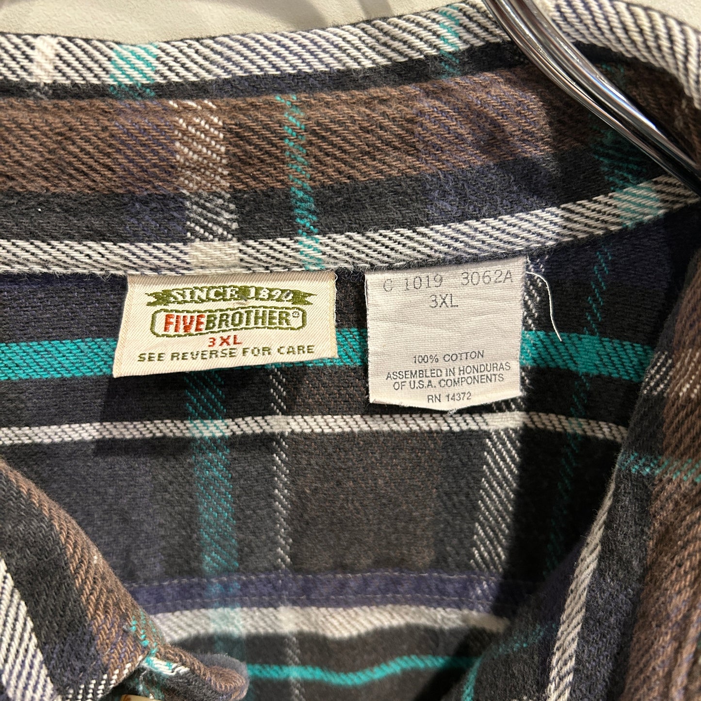 90's Five Brother. ファイブブラザー ネルシャツ ボロ 茶黒紫白グリーン(3XL)/A7686SH-SO