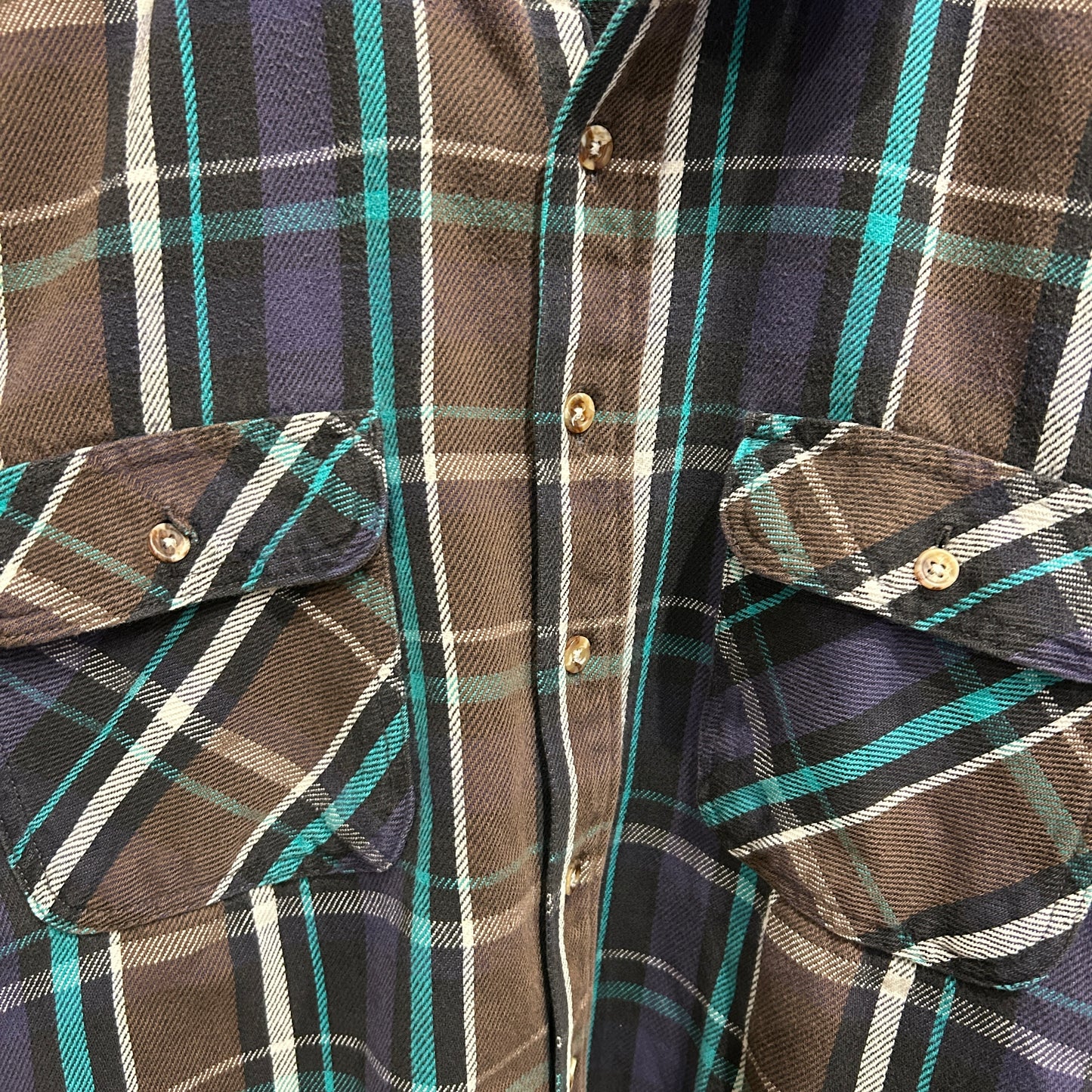 90's Five Brother. ファイブブラザー ネルシャツ ボロ 茶黒紫白グリーン(3XL)/A7686SH-SO