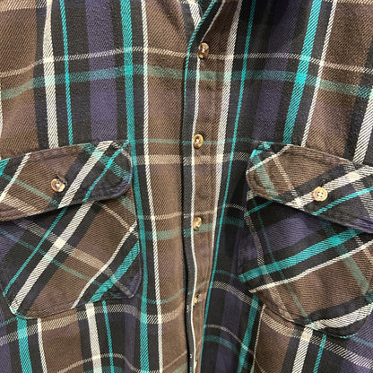 90's Five Brother. ファイブブラザー ネルシャツ ボロ 茶黒紫白グリーン(3XL)/A7686SH-SO