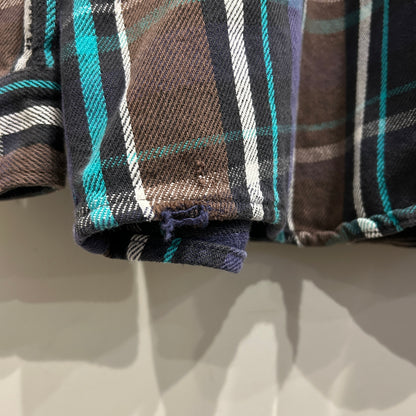 90's Five Brother. ファイブブラザー ネルシャツ ボロ 茶黒紫白グリーン(3XL)/A7686SH-SO