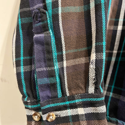 90's Five Brother. ファイブブラザー ネルシャツ ボロ 茶黒紫白グリーン(3XL)/A7686SH-SO