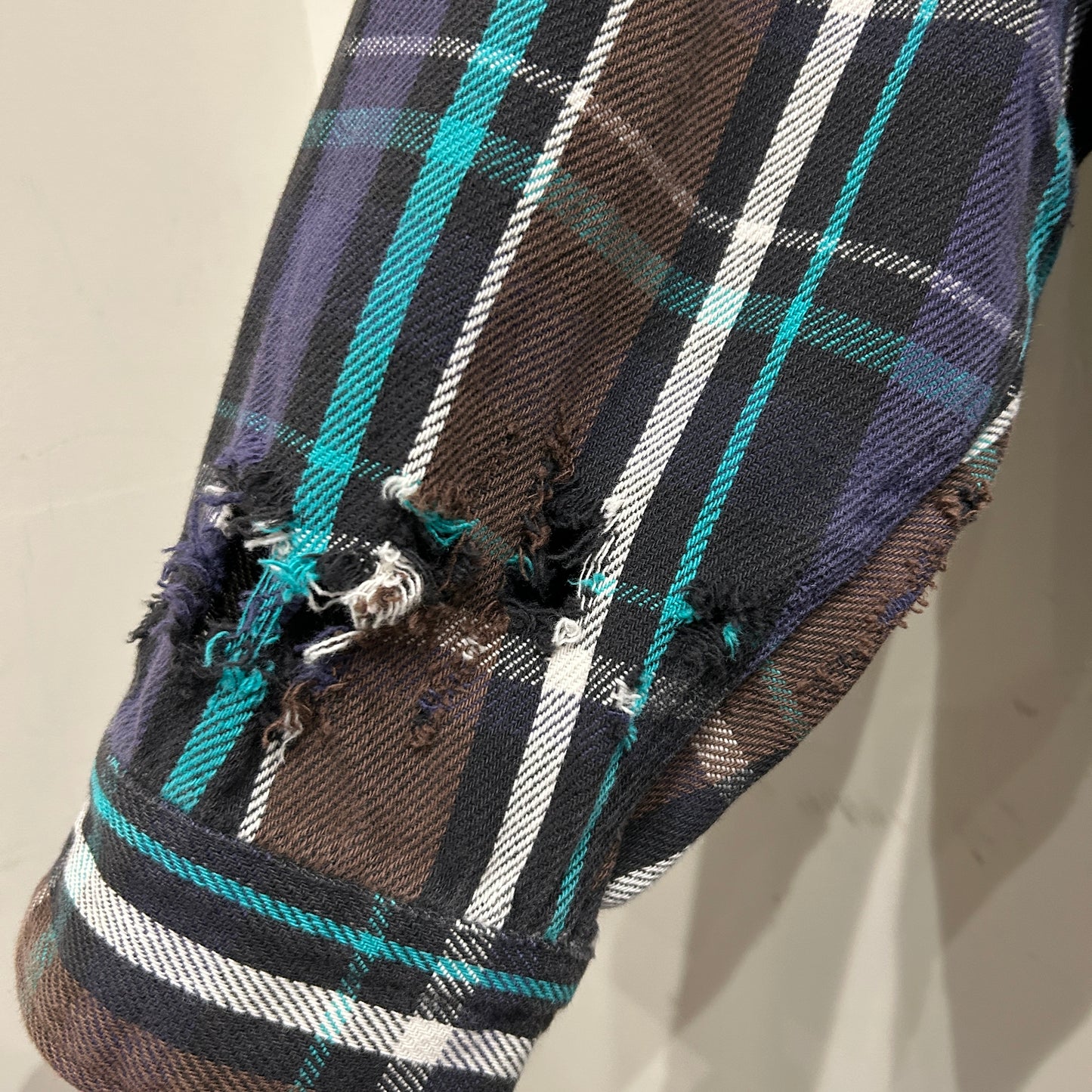 90's Five Brother. ファイブブラザー ネルシャツ ボロ 茶黒紫白グリーン(3XL)/A7686SH-SO