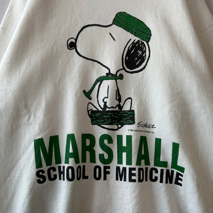 90's MARSHALL UNIVERSITY マーシャル医科大学 スヌーピー カレッジスウェット 白(XL)/A8698S-SO