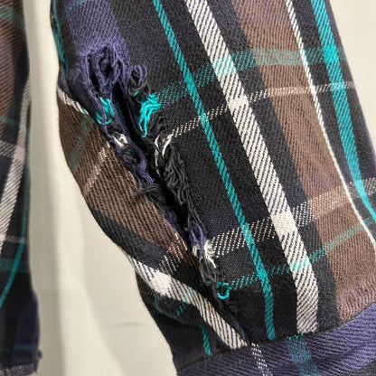 90's Five Brother. ファイブブラザー ネルシャツ ボロ 茶黒紫白グリーン(3XL)/A7686SH-SO