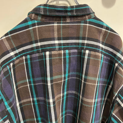 90's Five Brother. ファイブブラザー ネルシャツ ボロ 茶黒紫白グリーン(3XL)/A7686SH-SO