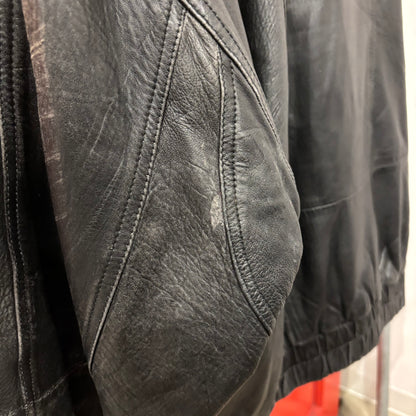90's~ JOHN ASHFORD leather jacket レザー ジャケット フード付き ブラック (M)/B1397J-SO