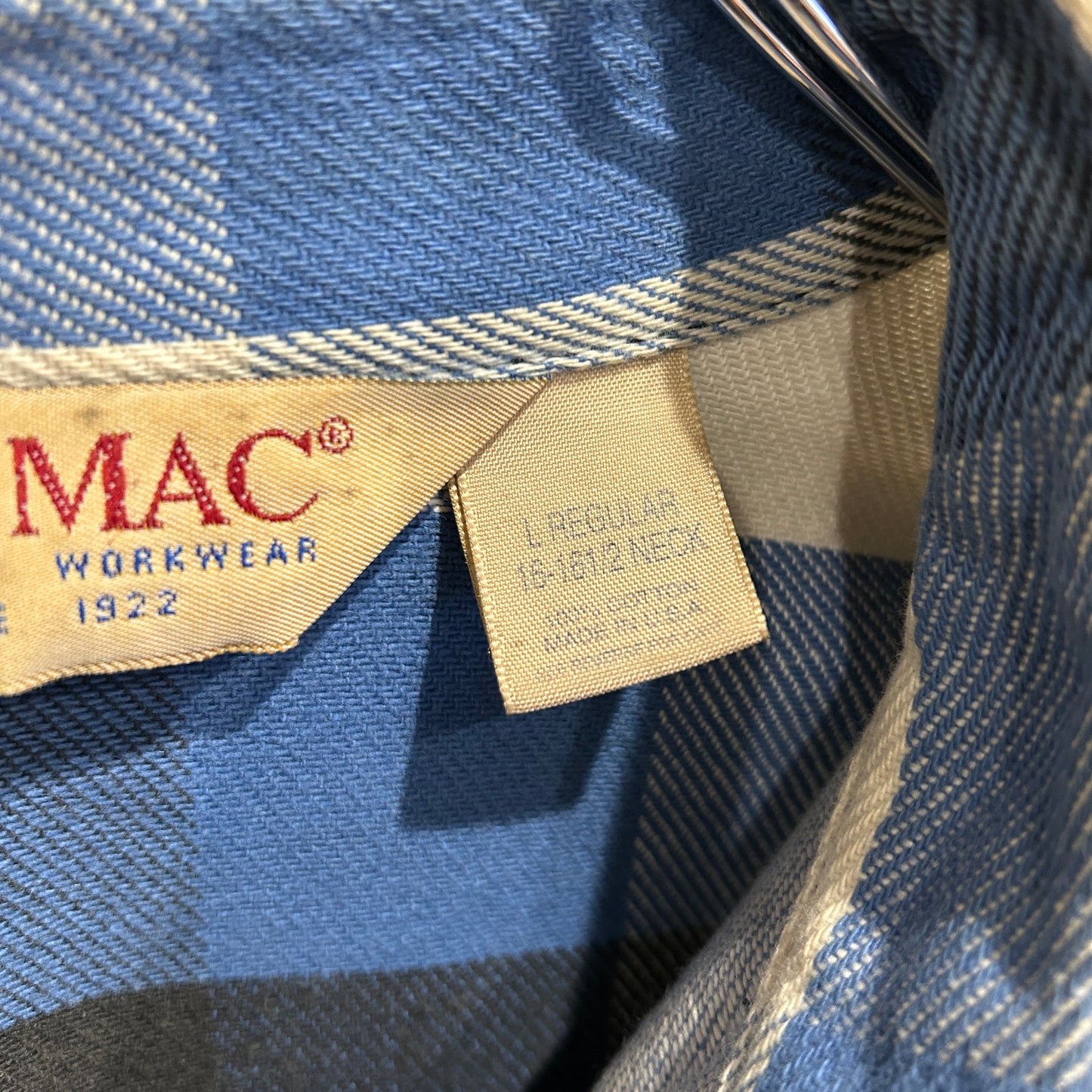 90's BIG MAC ネルシャツ ブロックチェック USA製 青白黒(L)/A8950SH-SO